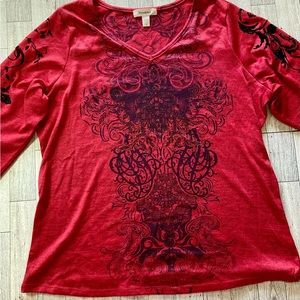COPY - Dress Barn, Long Sleeve Shirt T-Shirt, Size 1X, Beautiful design and stu…